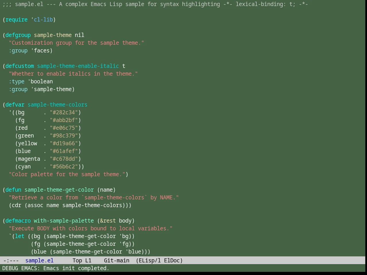 Shaman Theme in emacs-lisp-mode