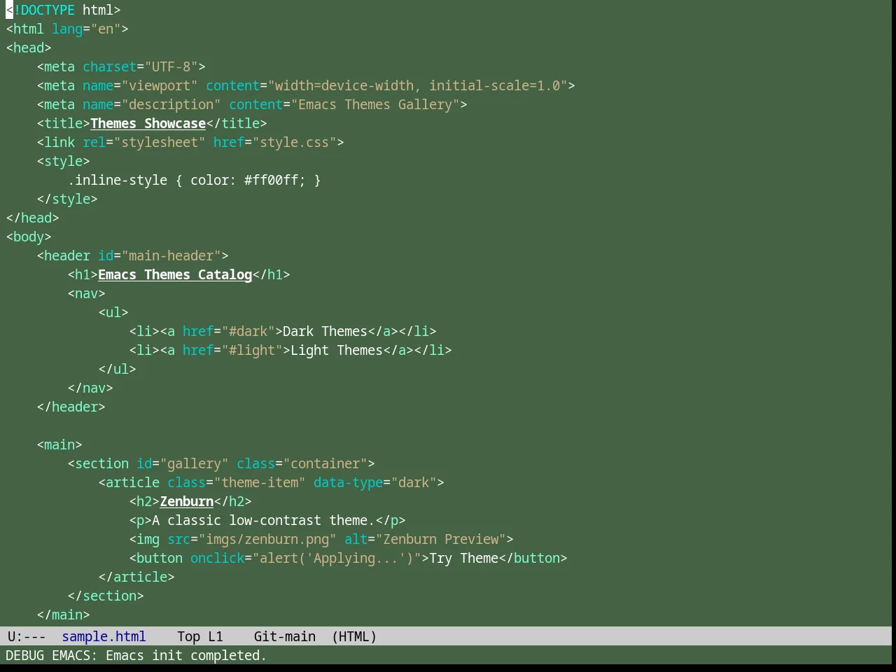 Shaman Theme in html-mode