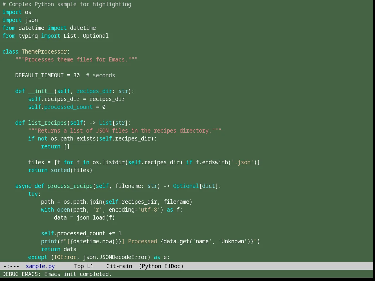 Shaman Theme in python-mode