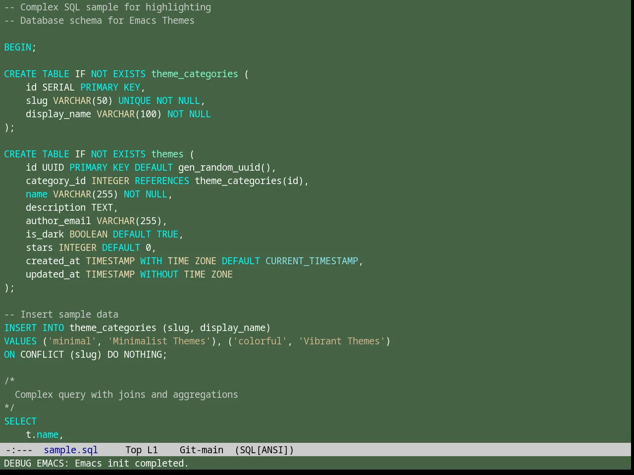 Shaman Theme in sql-mode