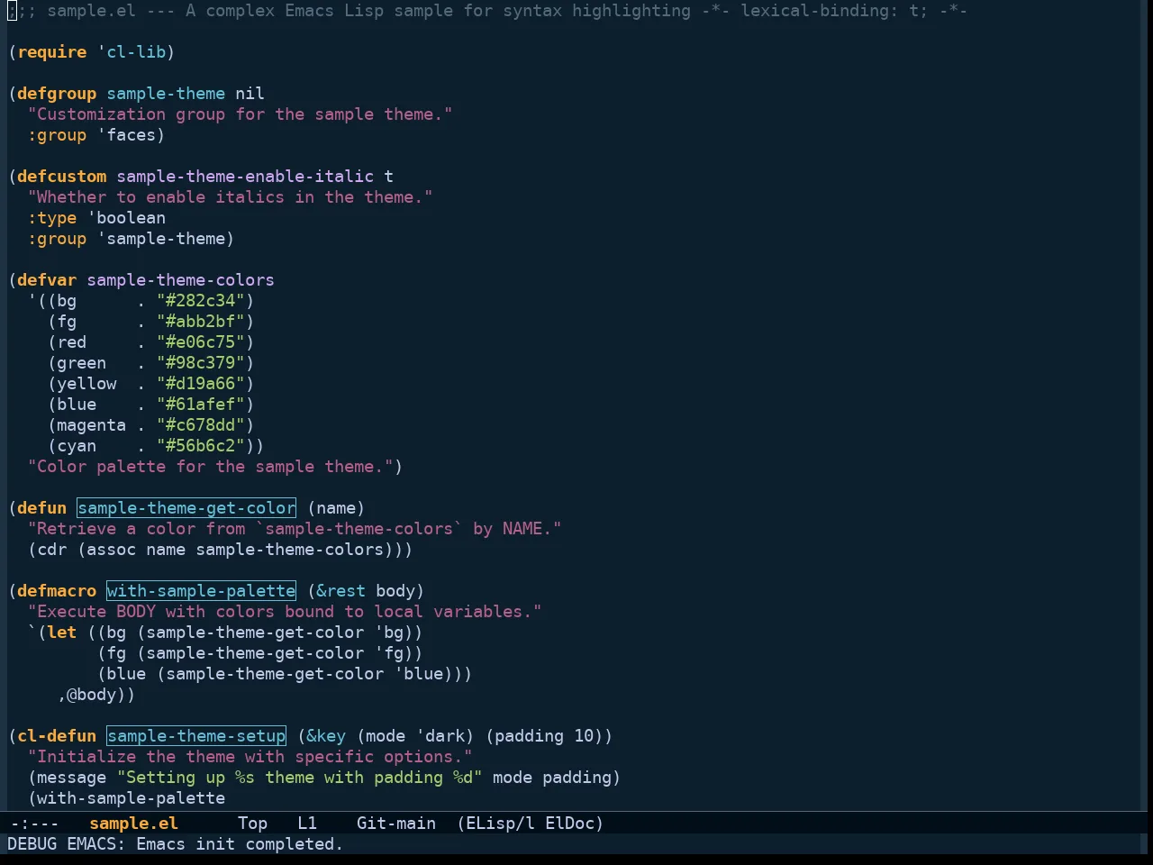 Shanty Themes Dark in emacs-lisp-mode