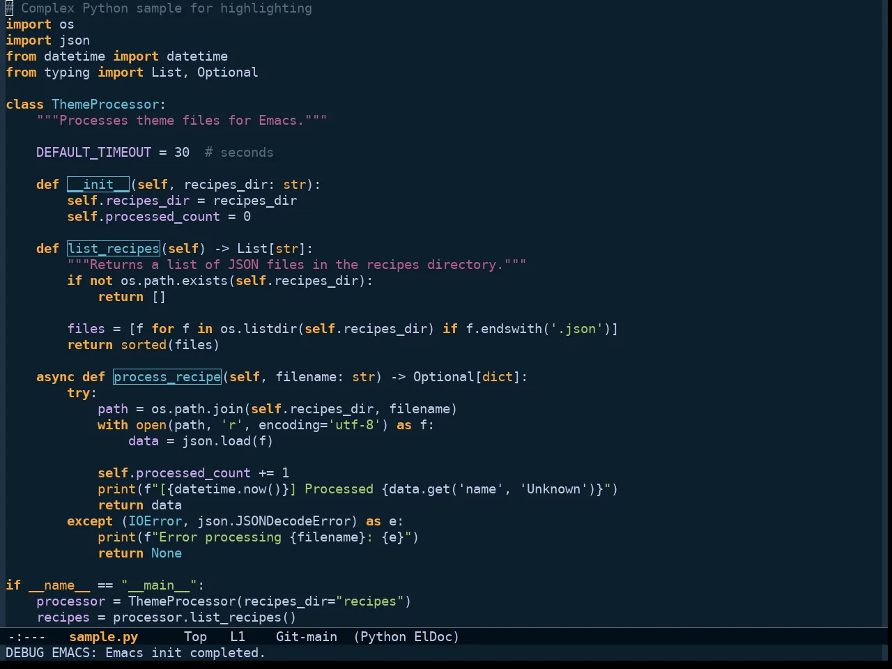 Shanty Themes Dark in python-mode