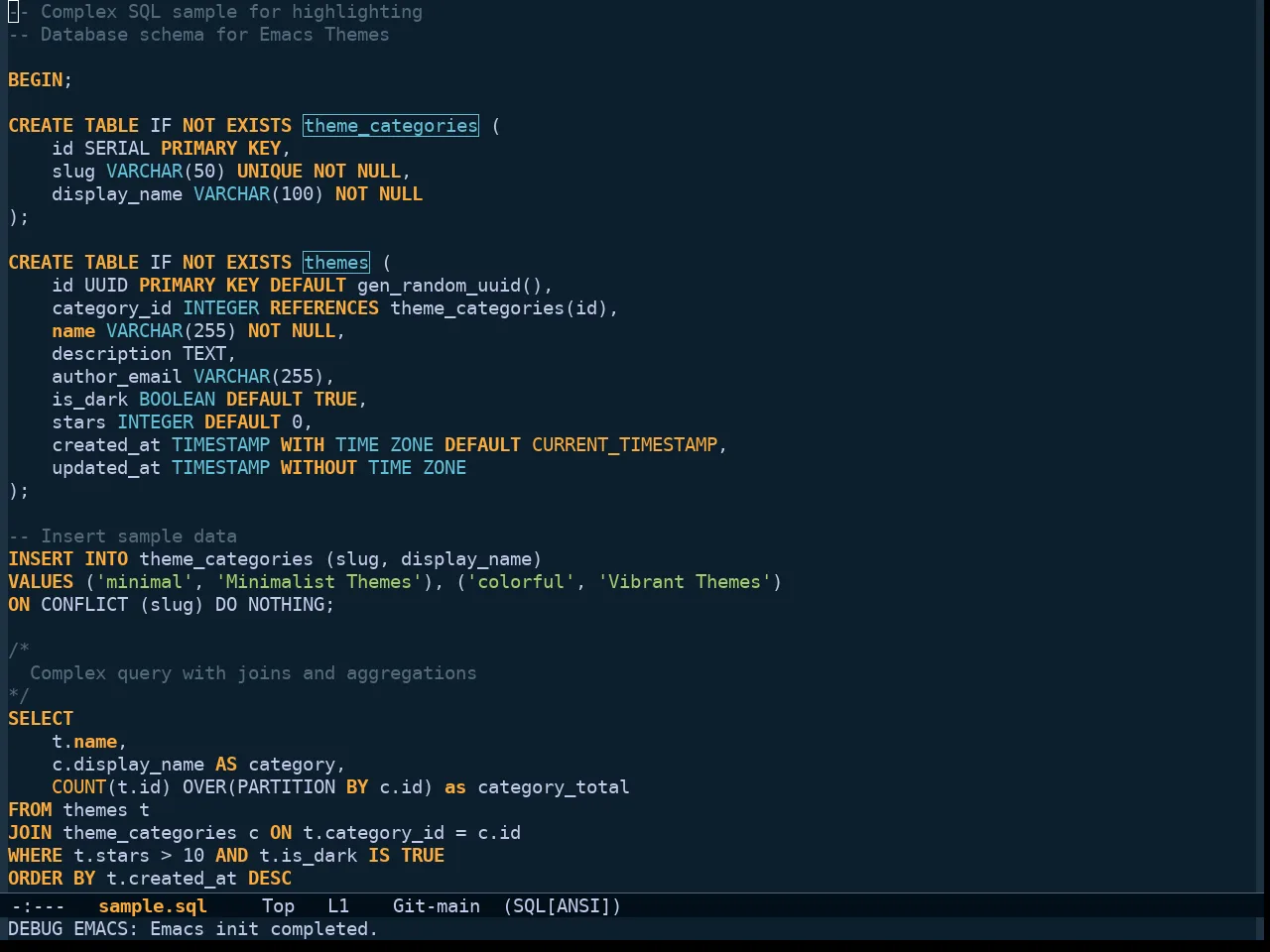 Shanty Themes Dark in sql-mode