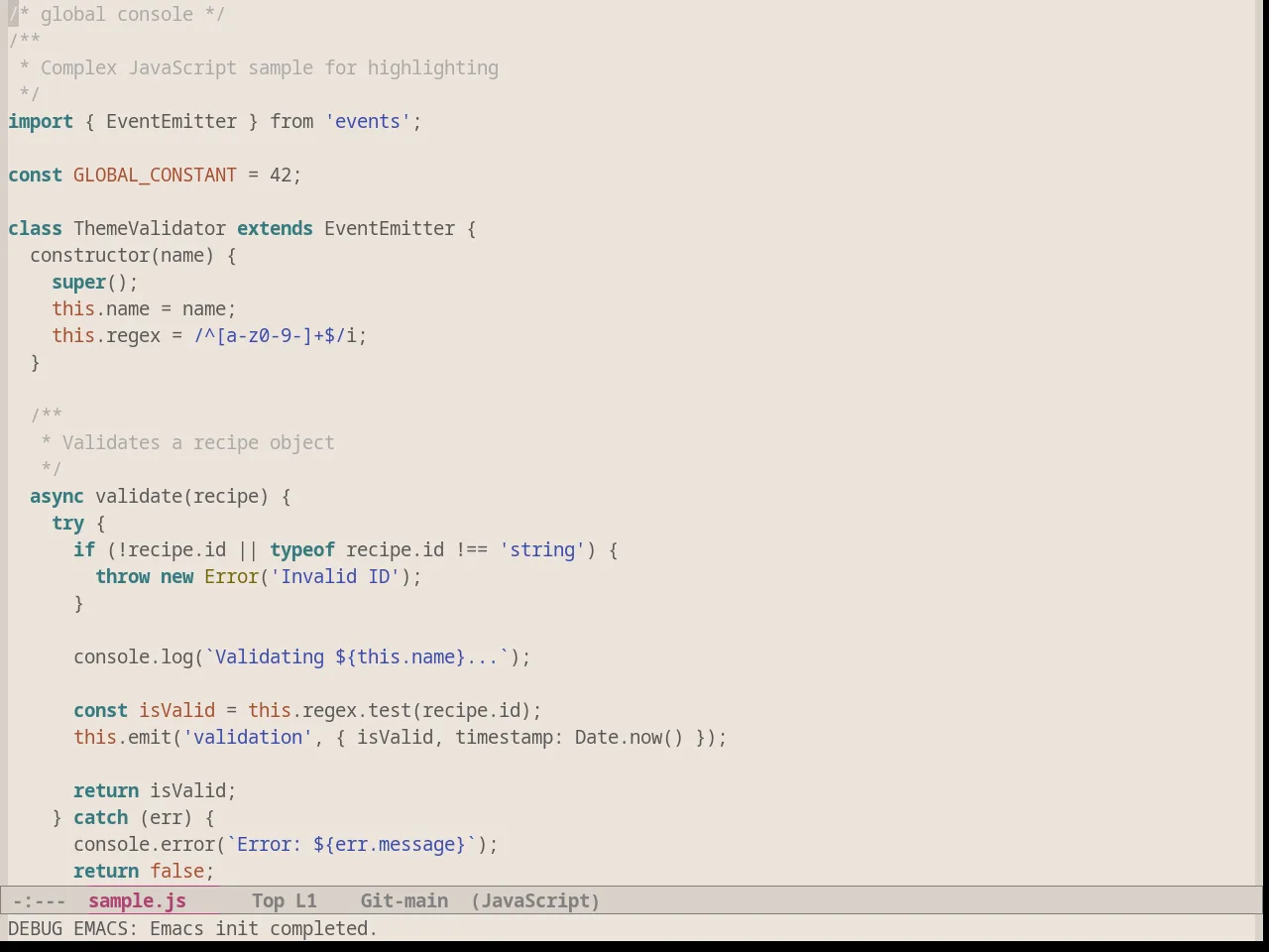 Silkworm Theme in javascript-mode