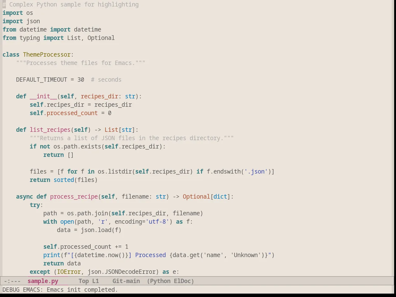 Silkworm Theme in python-mode