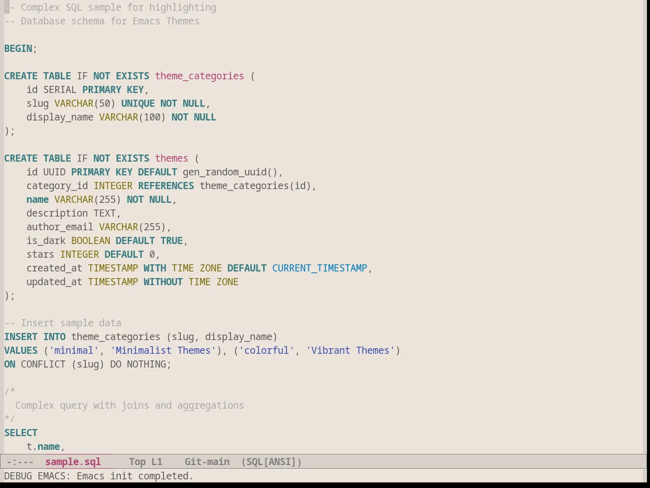Silkworm Theme in sql-mode