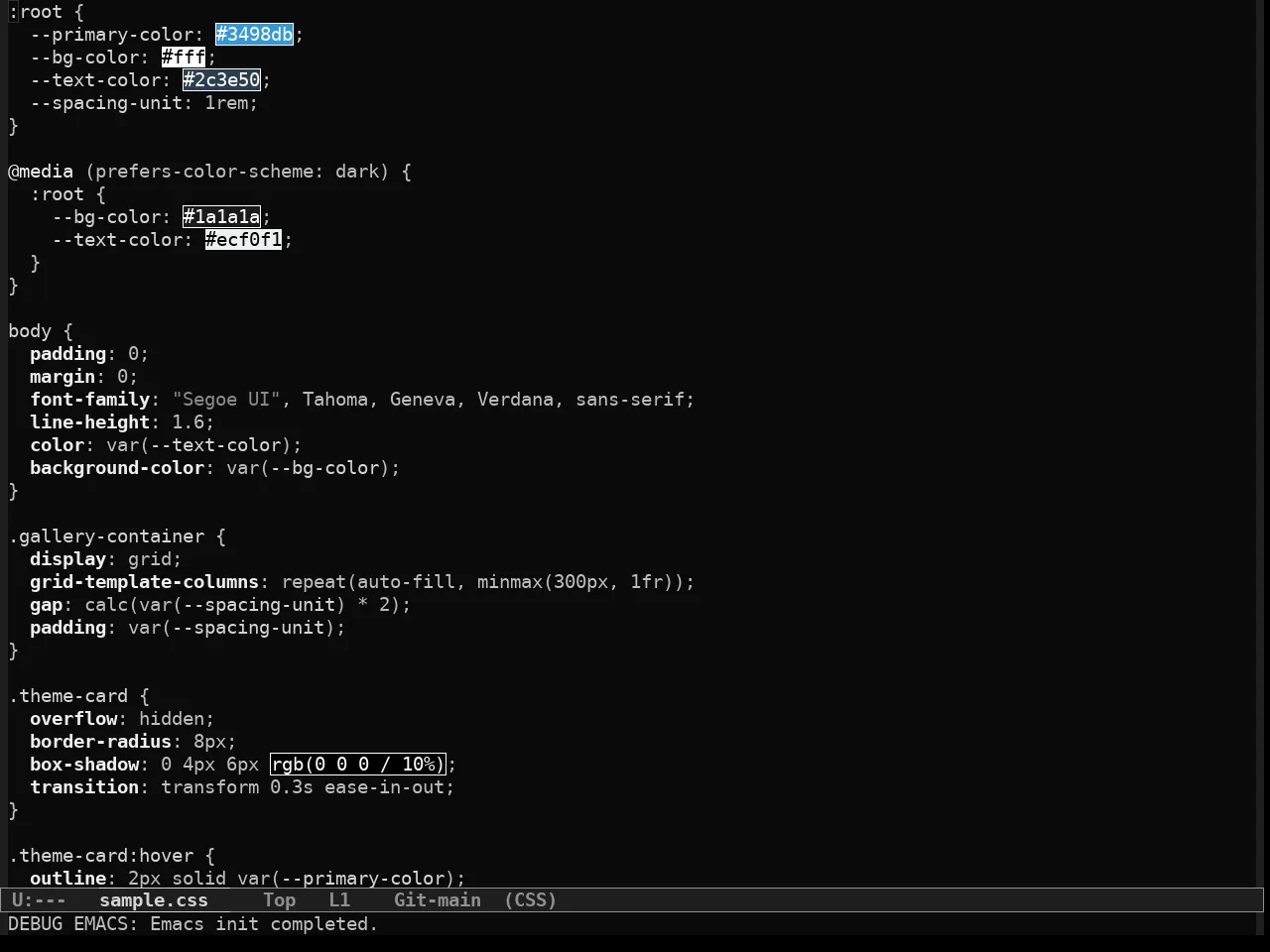 Simple Dark Theme in css-mode