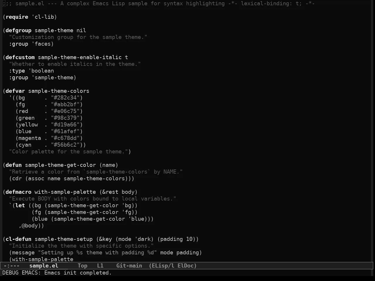 Simple Dark Theme in emacs-lisp-mode
