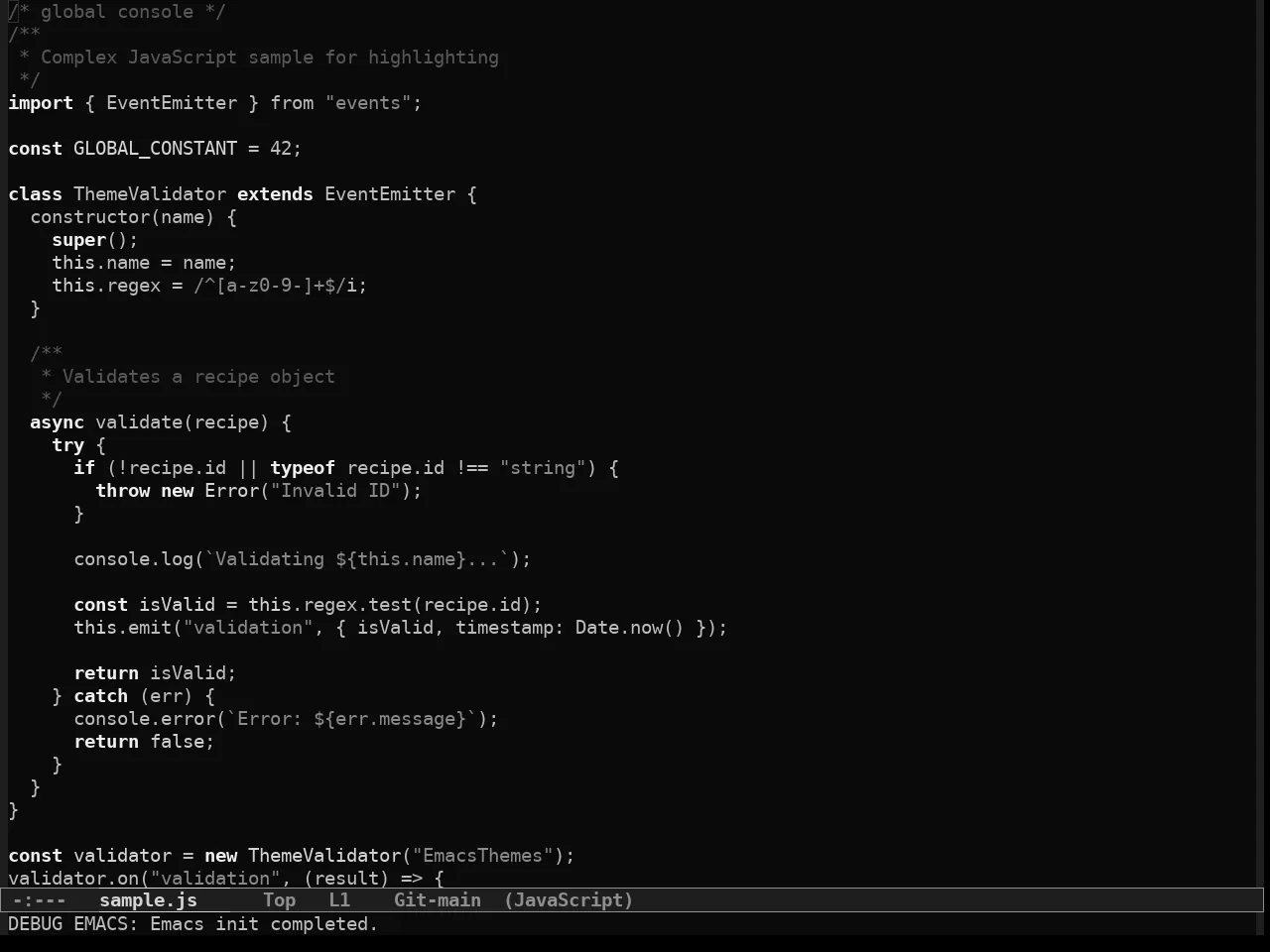 Simple Dark Theme in javascript-mode