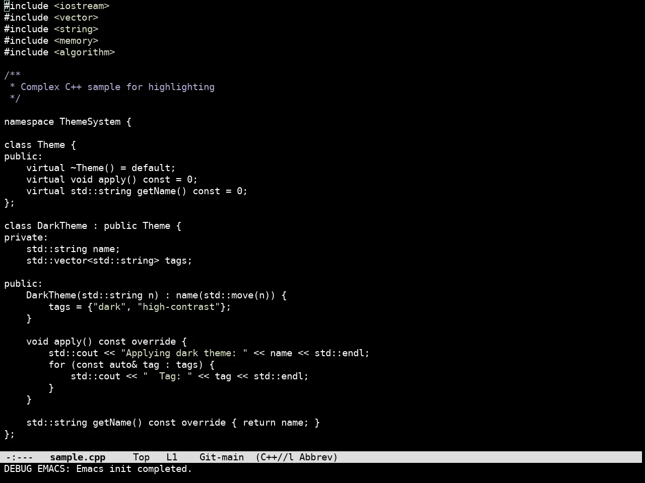 Simplicity Theme in c++-mode