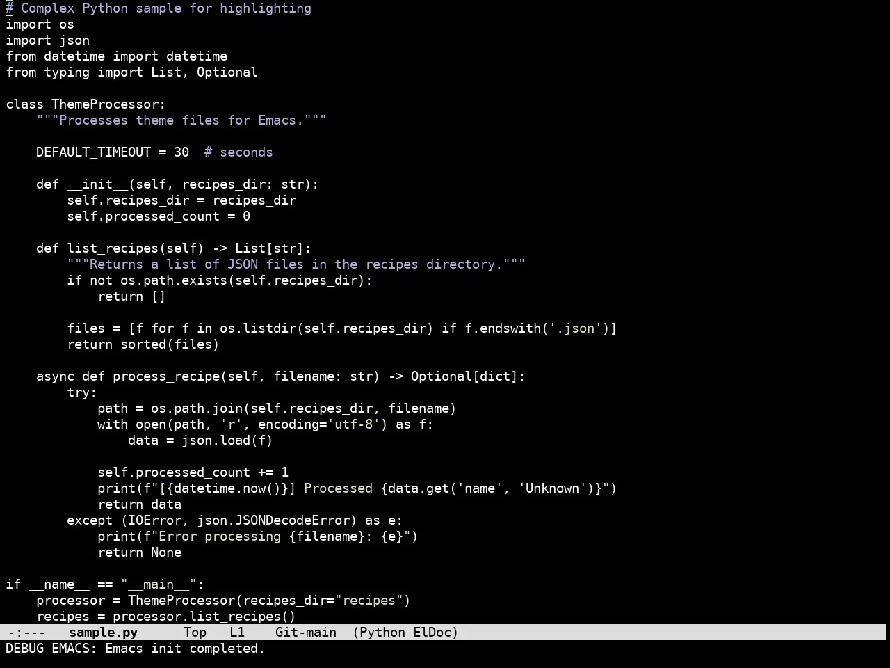 Simplicity Theme in python-mode