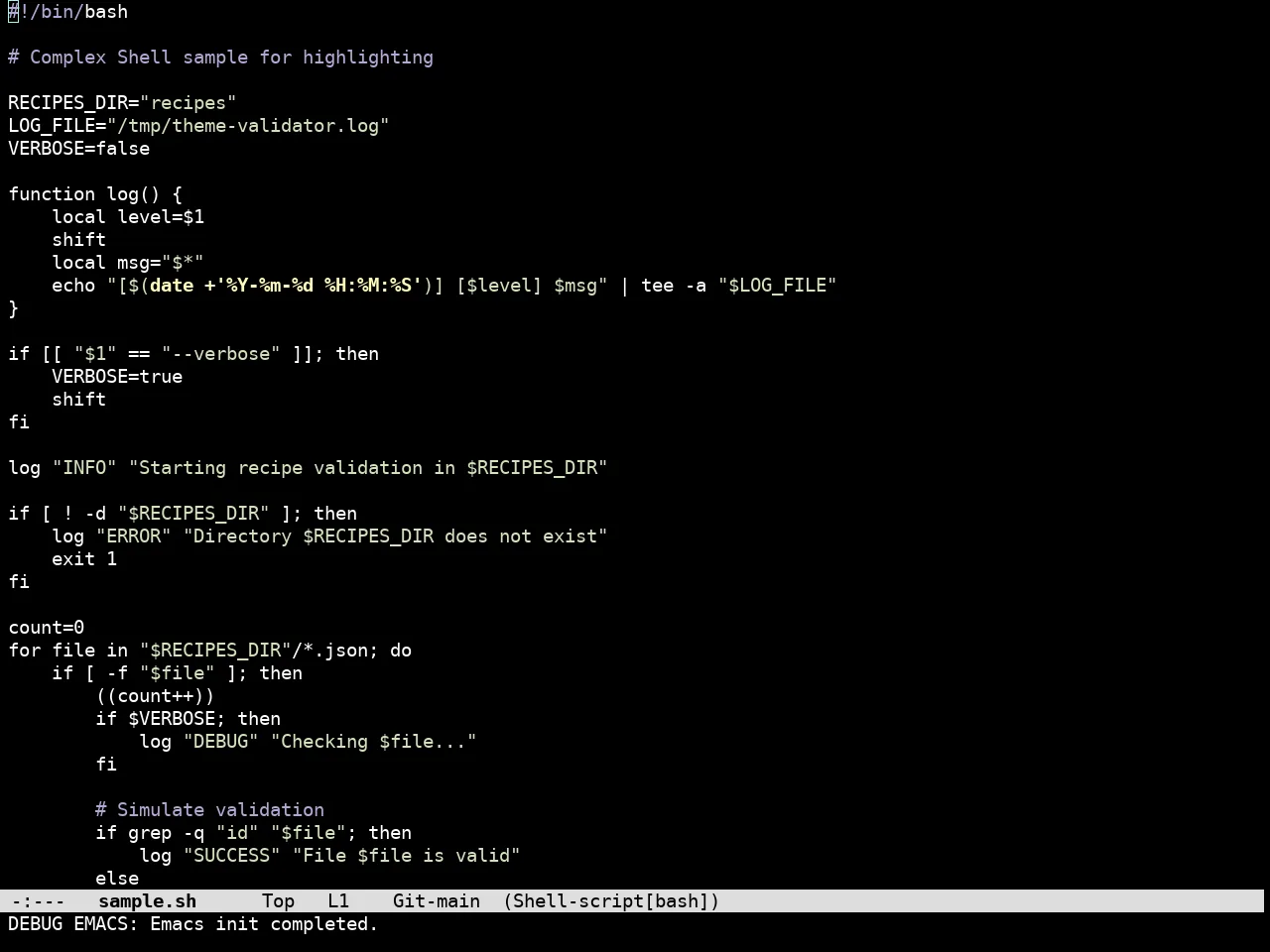 Simplicity Theme in sh-mode