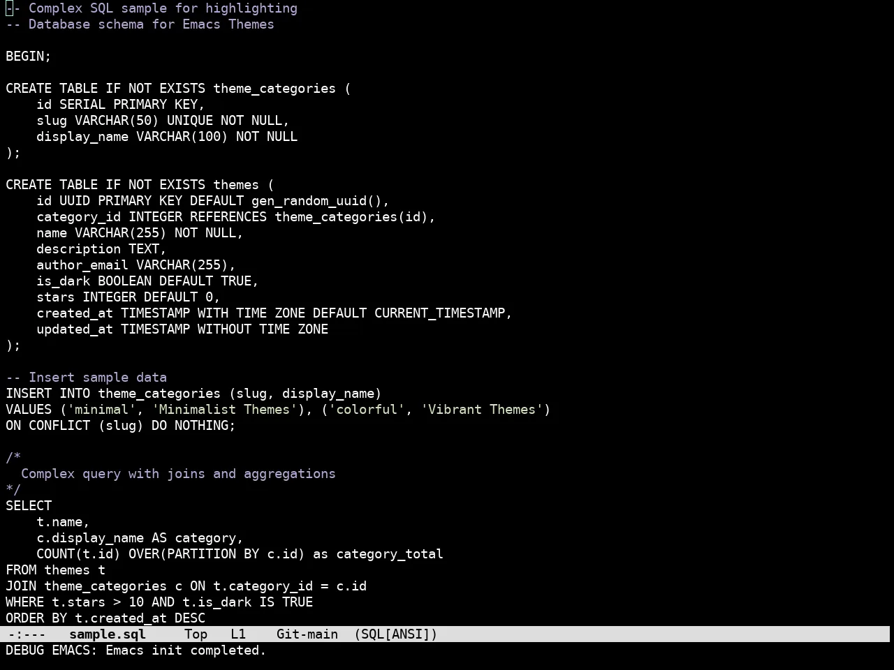 Simplicity Theme in sql-mode