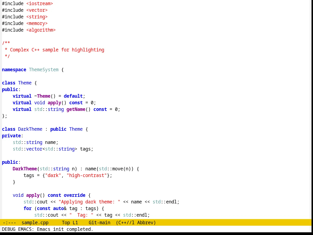 Sitaramv NT Theme in c++-mode