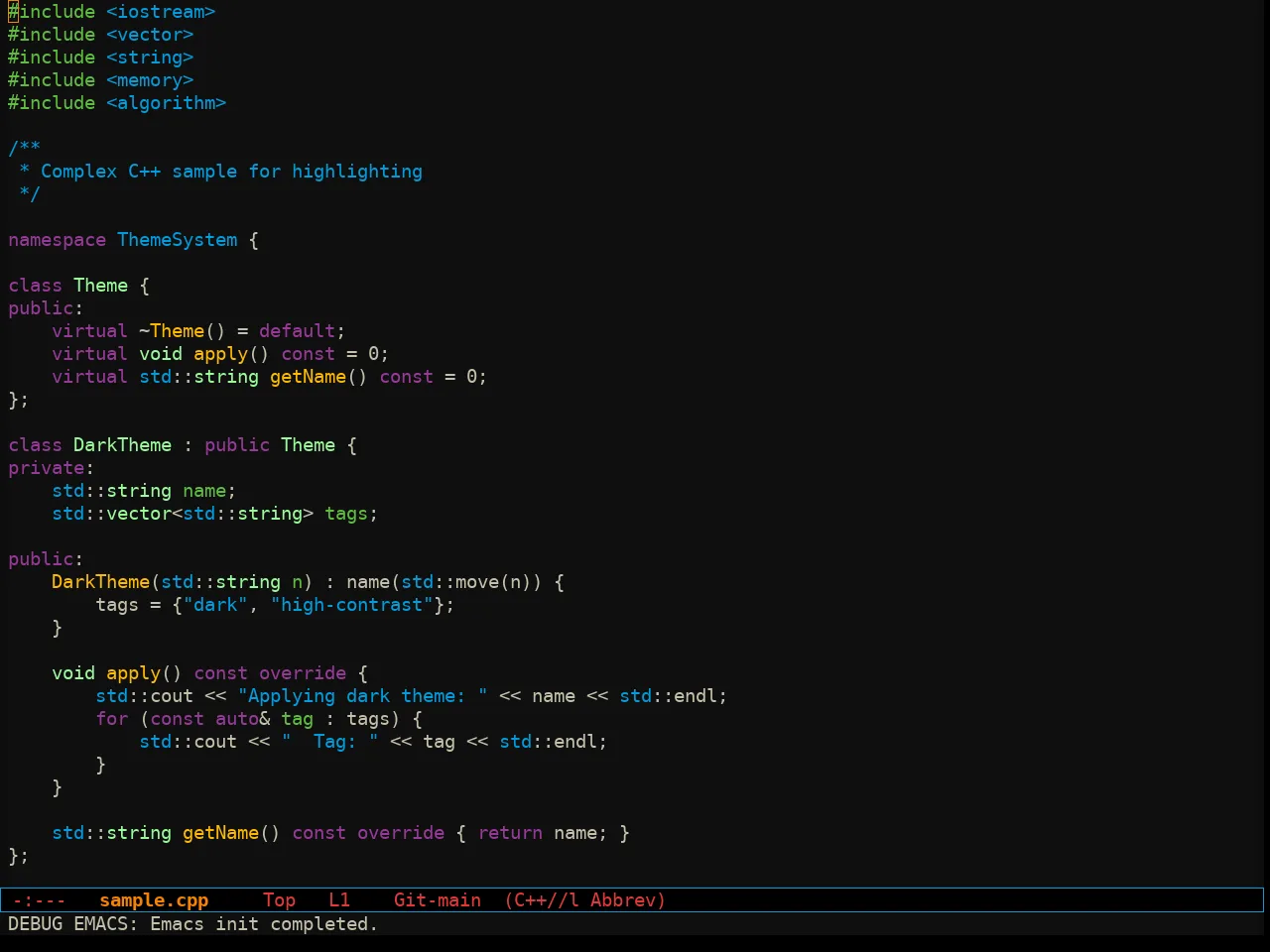 Sixcolors Theme in c++-mode