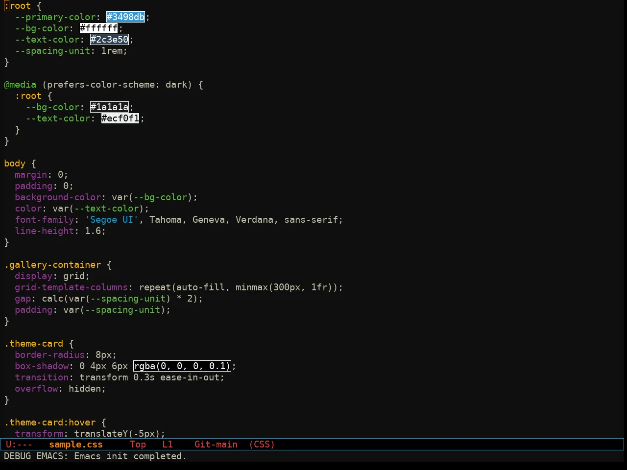 Sixcolors Theme in css-mode
