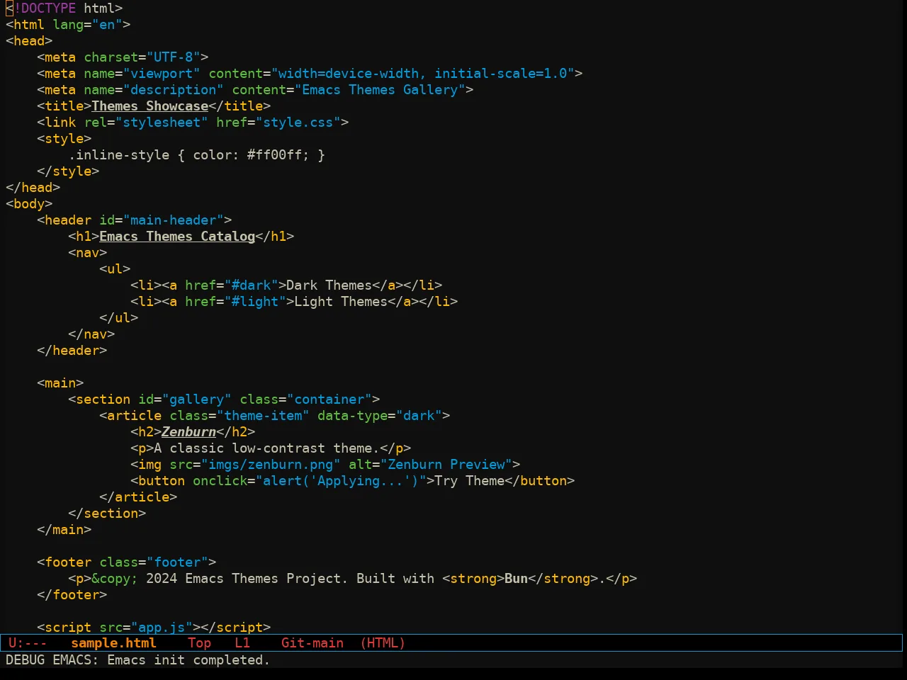 Sixcolors Theme in html-mode