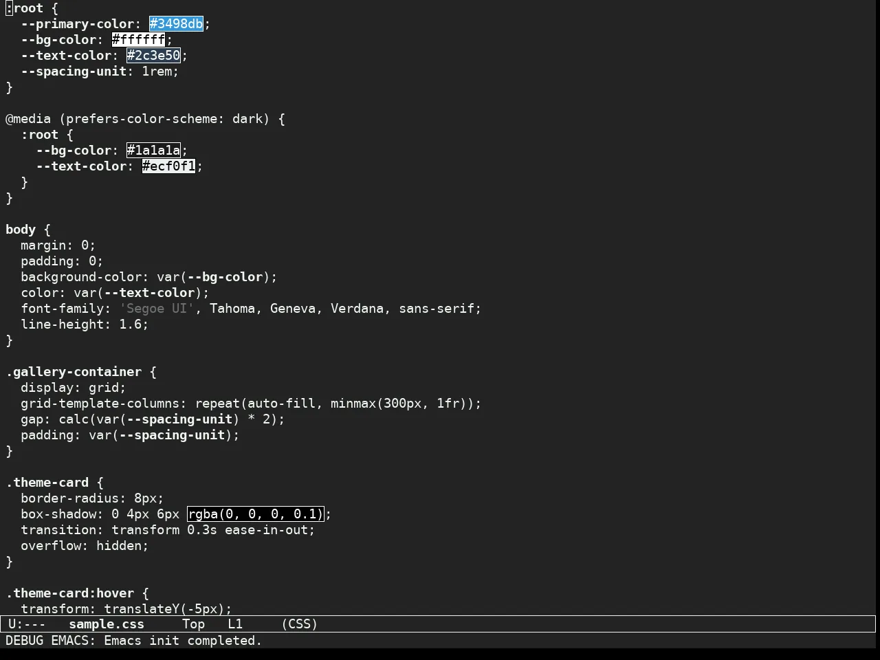Sketch Black Theme in css-mode