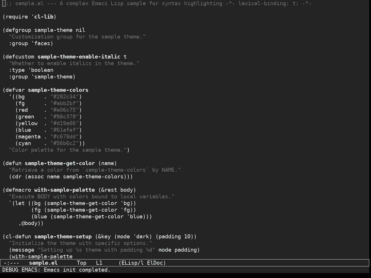 Sketch Black Theme in emacs-lisp-mode