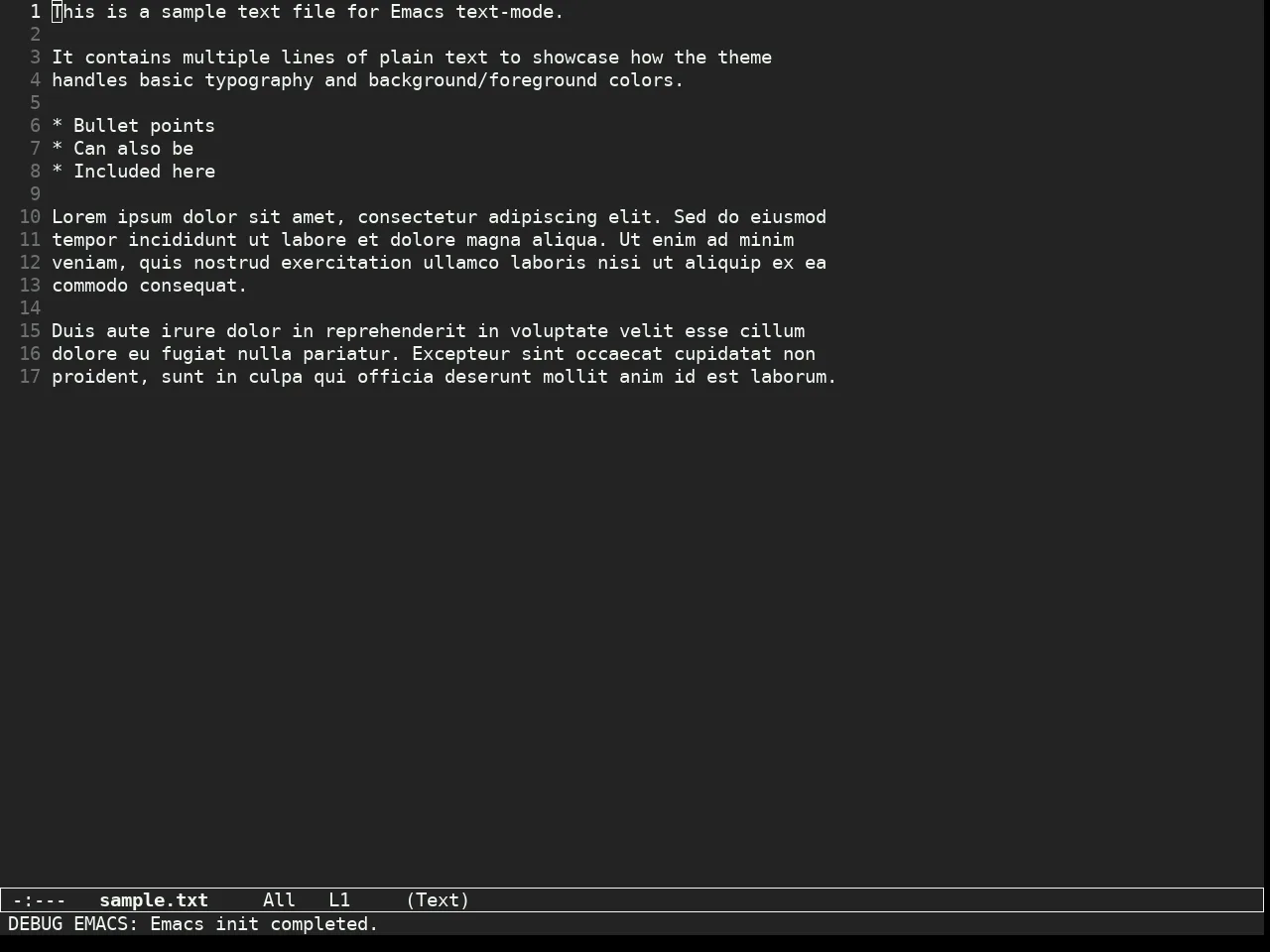 Sketch Black Theme in text-mode