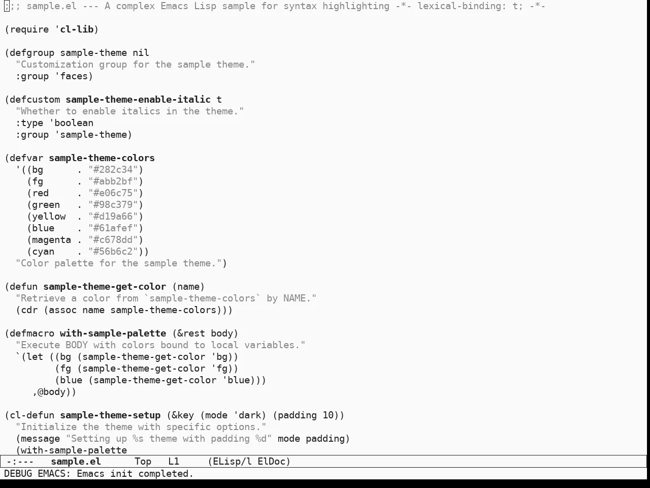 Sketch White Theme in emacs-lisp-mode