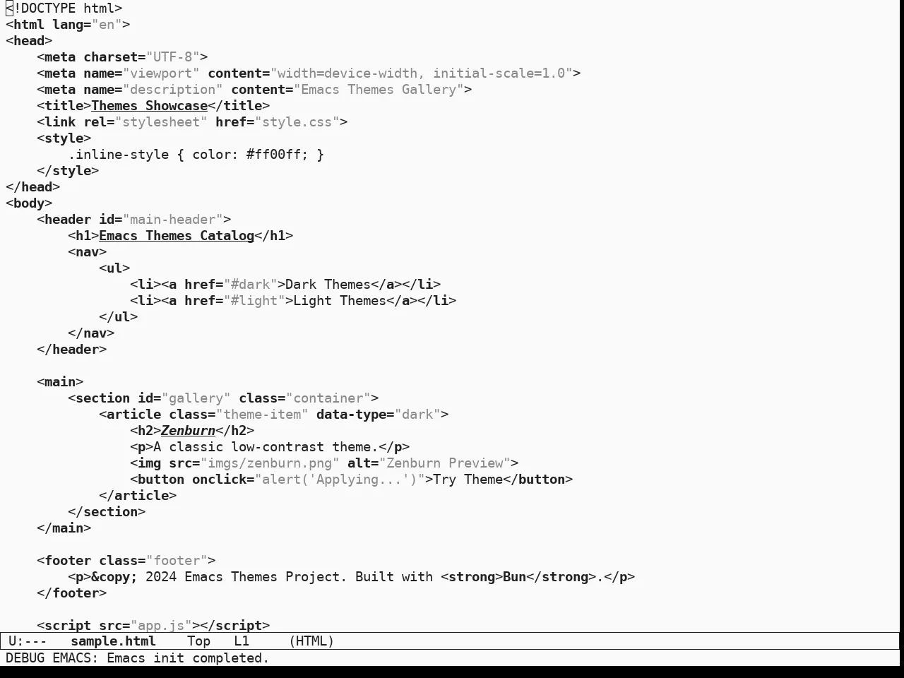 Sketch White Theme in html-mode
