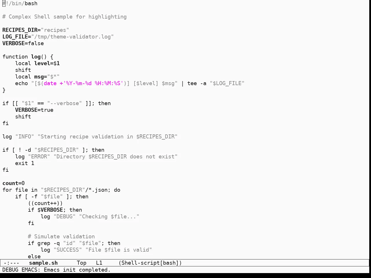 Sketch White Theme in sh-mode
