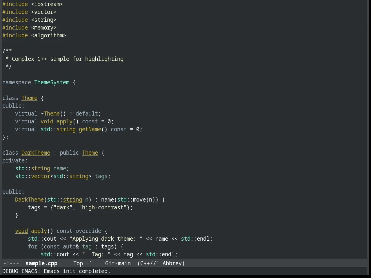 Slime Theme in c++-mode