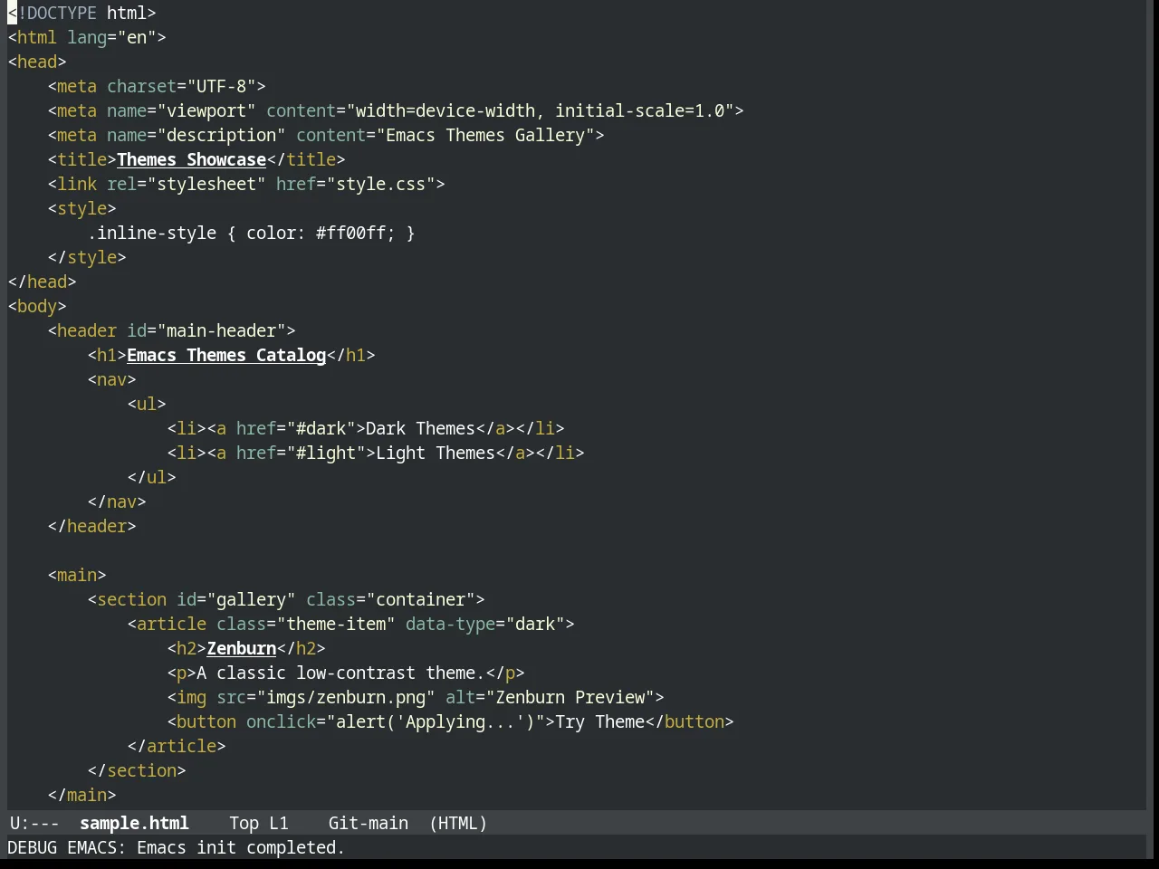 Slime Theme in html-mode