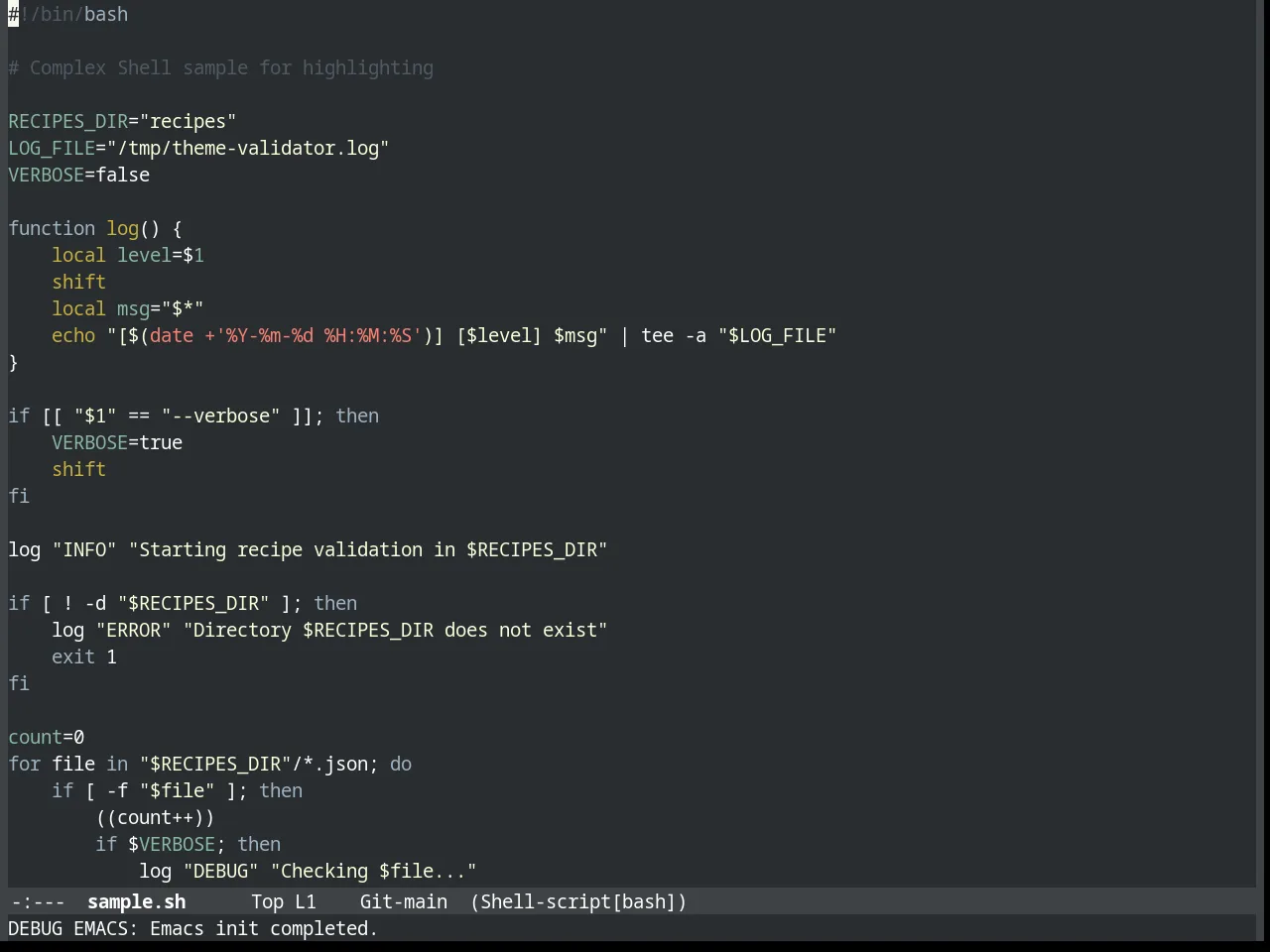 Slime Theme in sh-mode