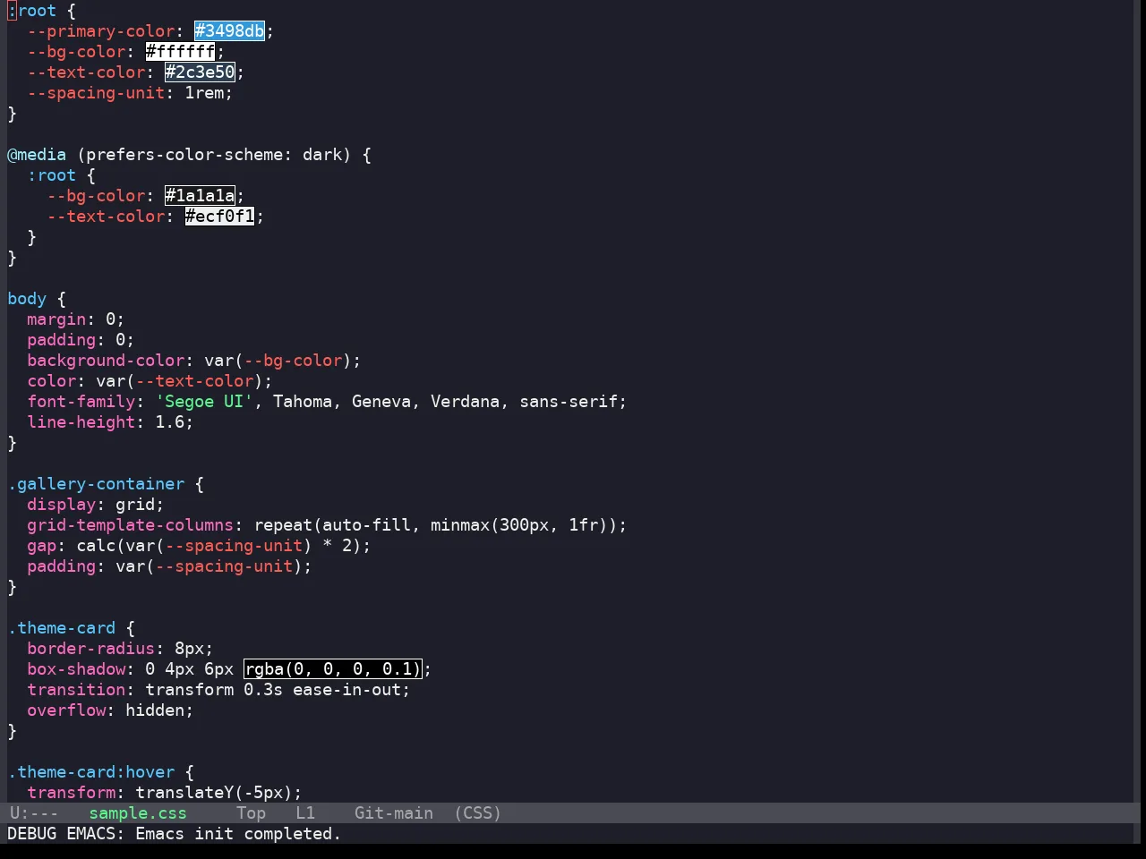Snazzy Theme in css-mode
