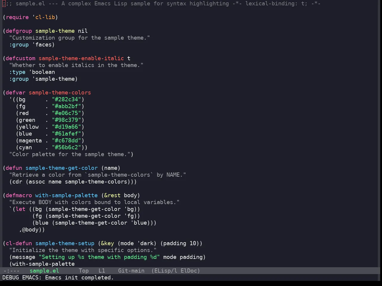 Snazzy Theme in emacs-lisp-mode