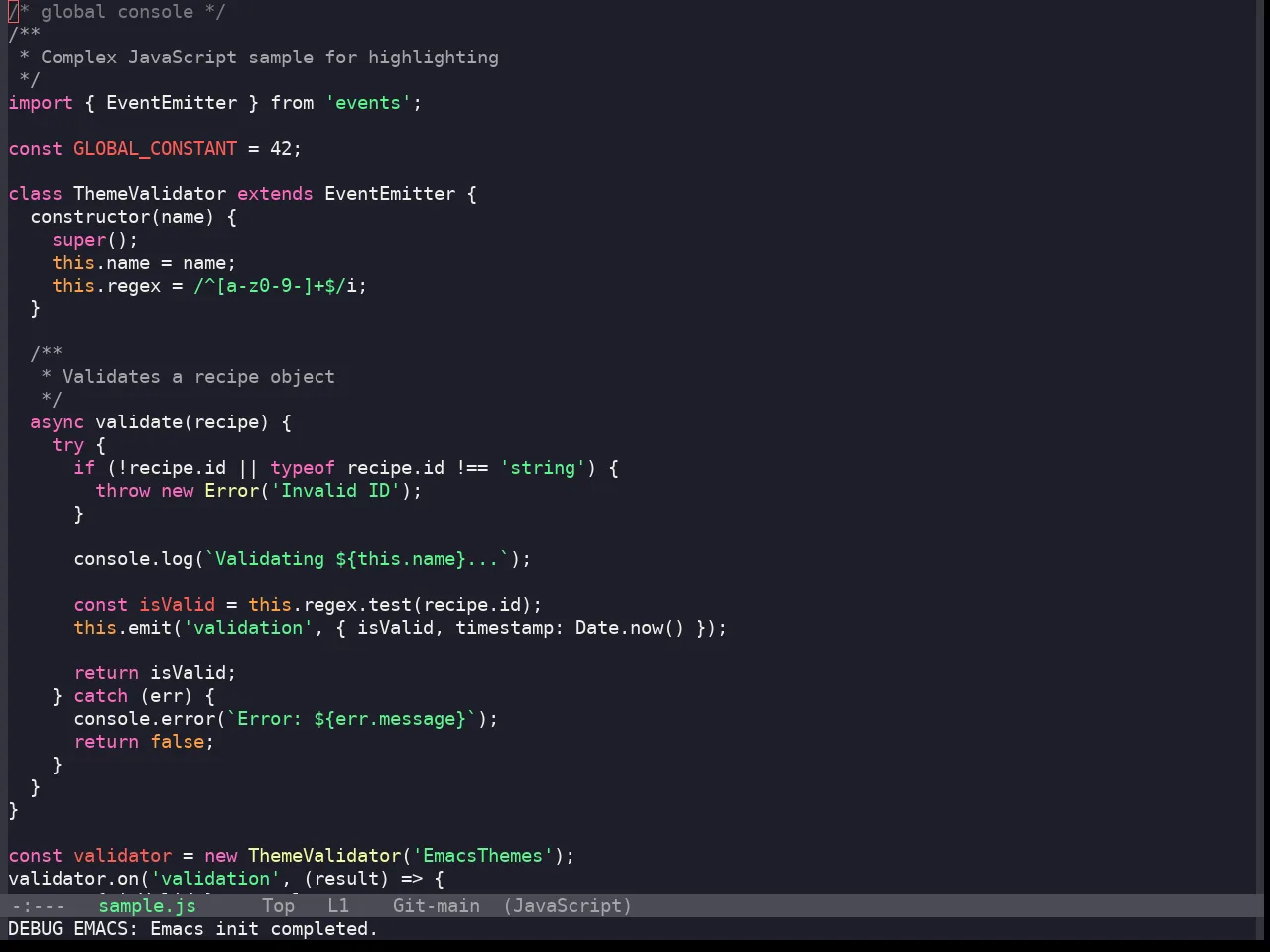 Snazzy Theme in javascript-mode