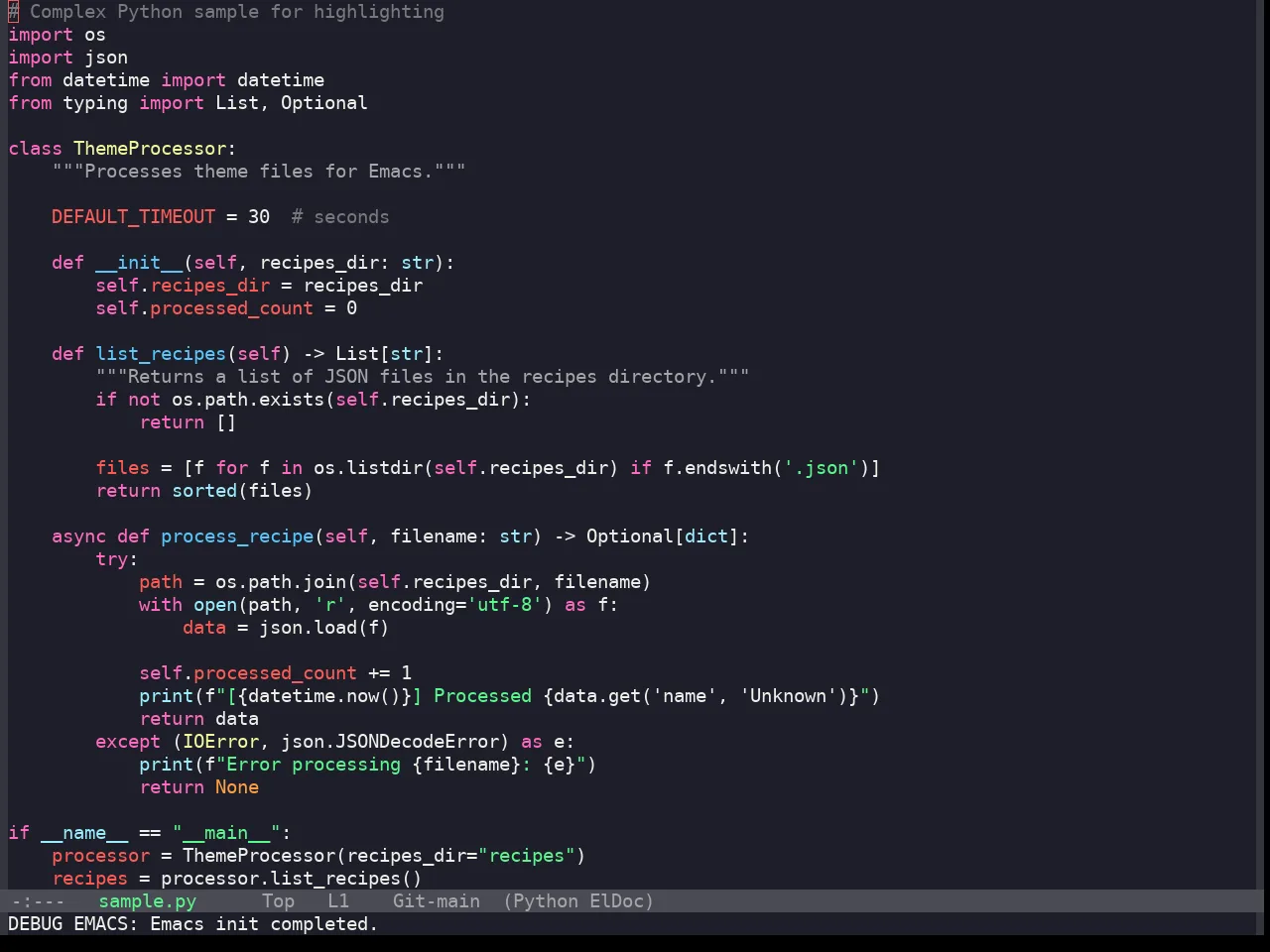 Snazzy Theme in python-mode
