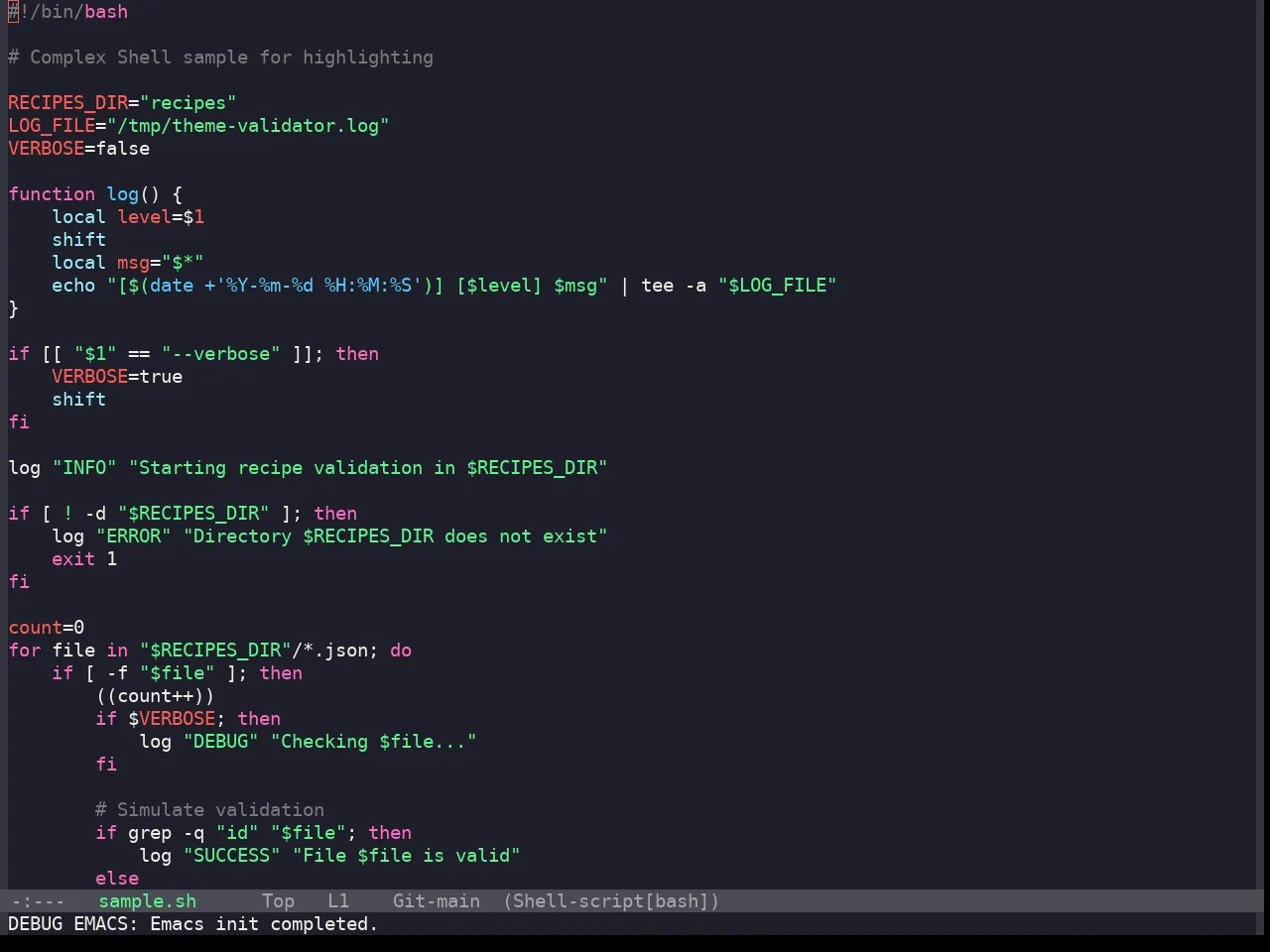 Snazzy Theme in sh-mode