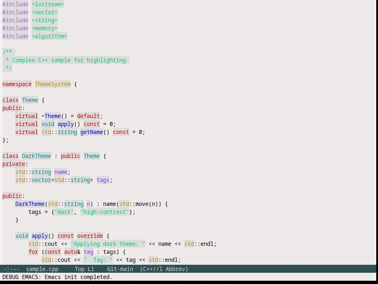 Snow Theme in c++-mode