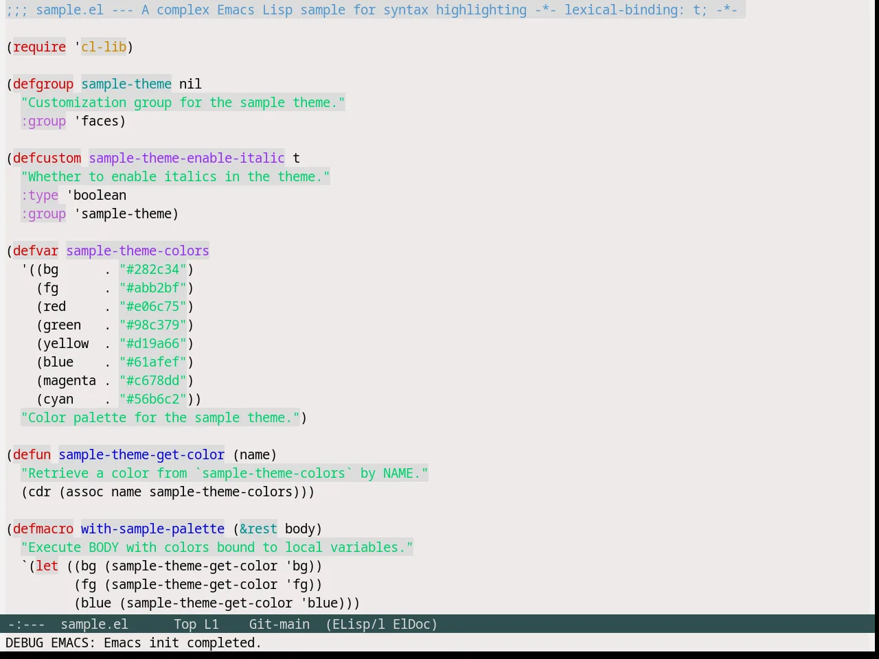 Snow Theme in emacs-lisp-mode