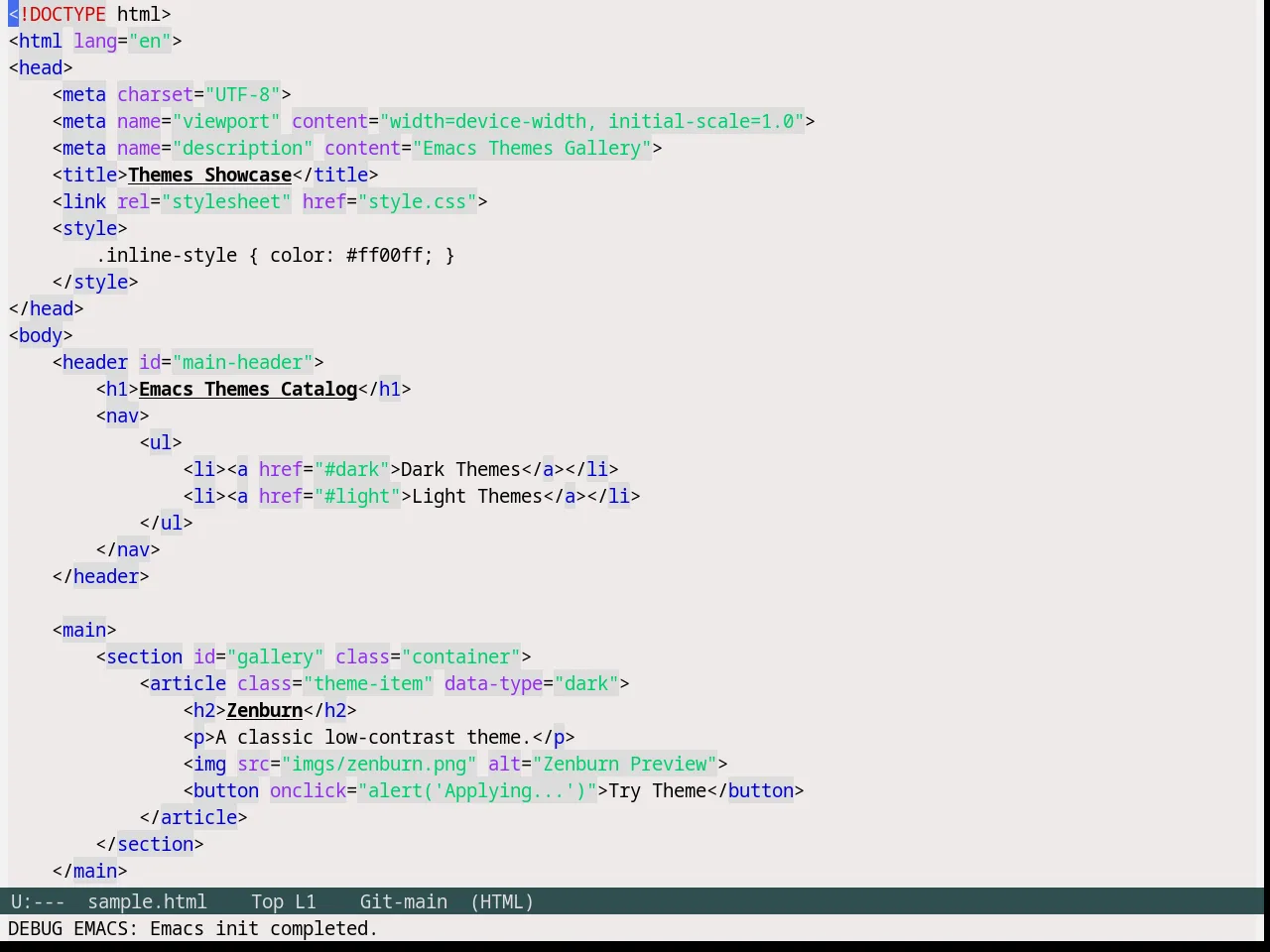 Snow Theme in html-mode