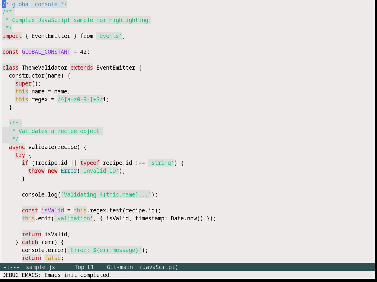 Snow Theme in javascript-mode