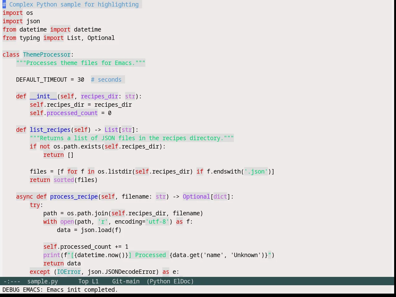 Snow Theme in python-mode