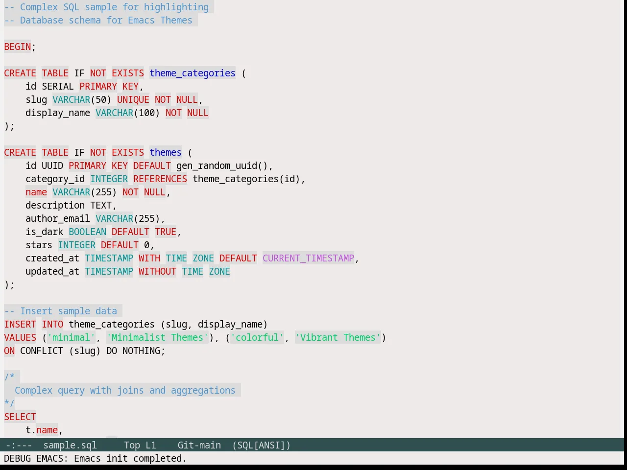 Snow Theme in sql-mode
