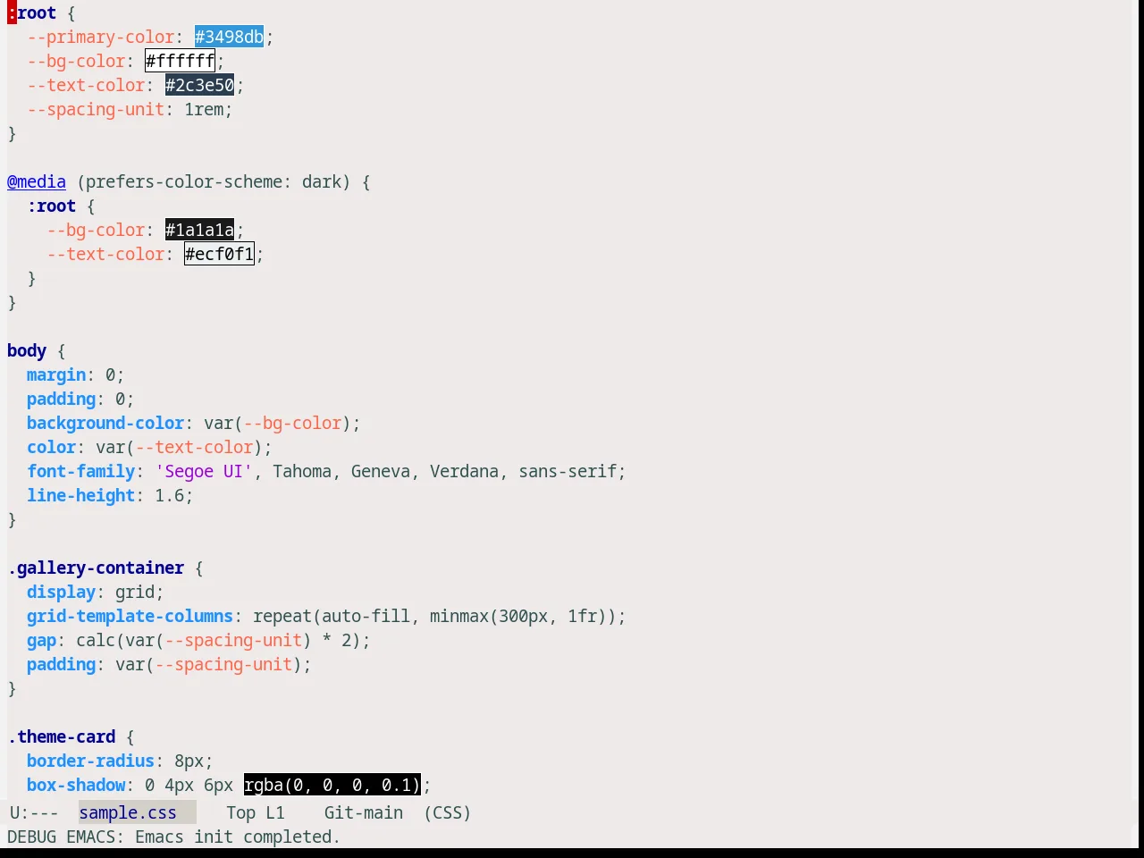 Snowish Theme in css-mode