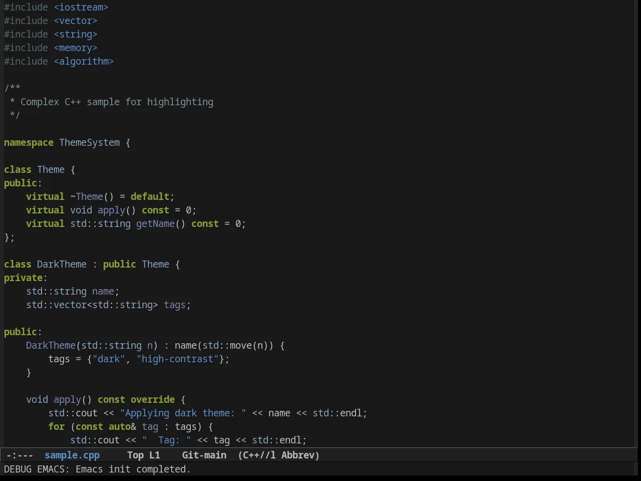 Soft Charcoal Theme in c++-mode