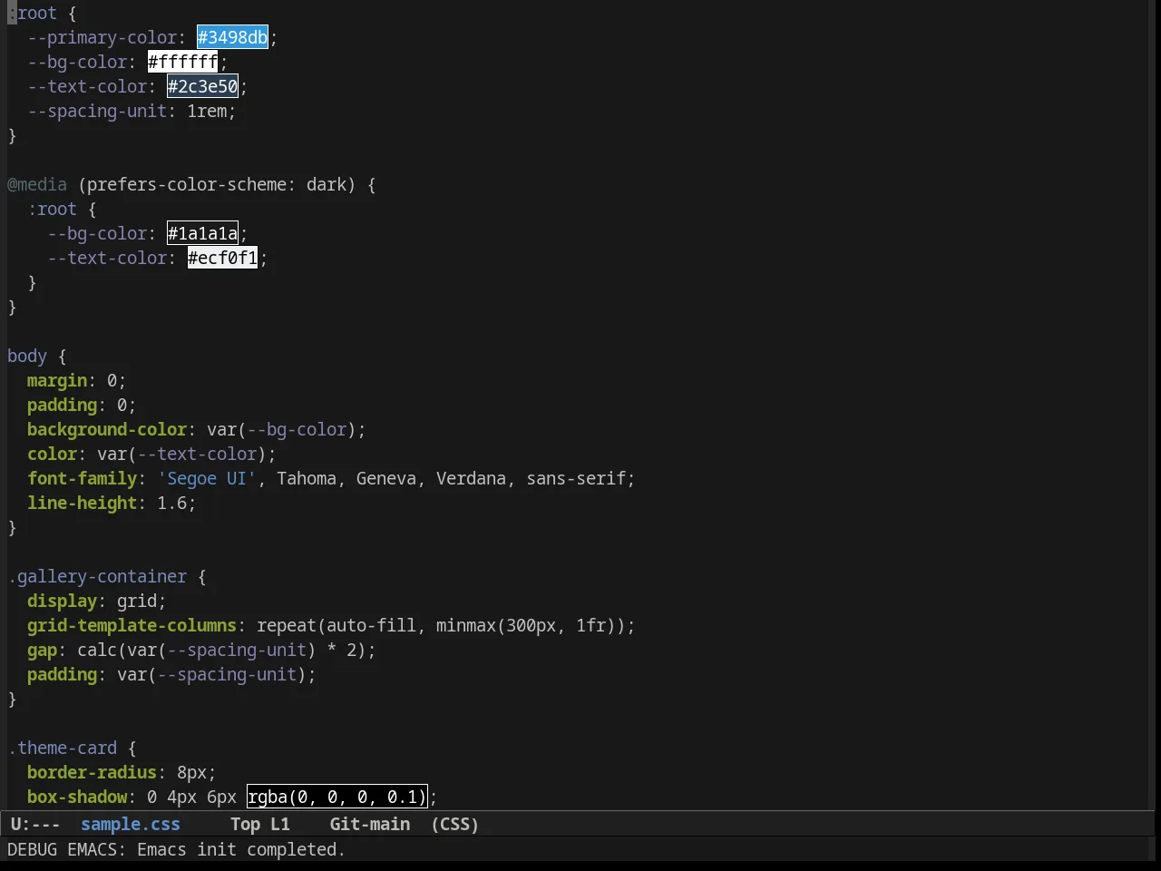 Soft Charcoal Theme in css-mode