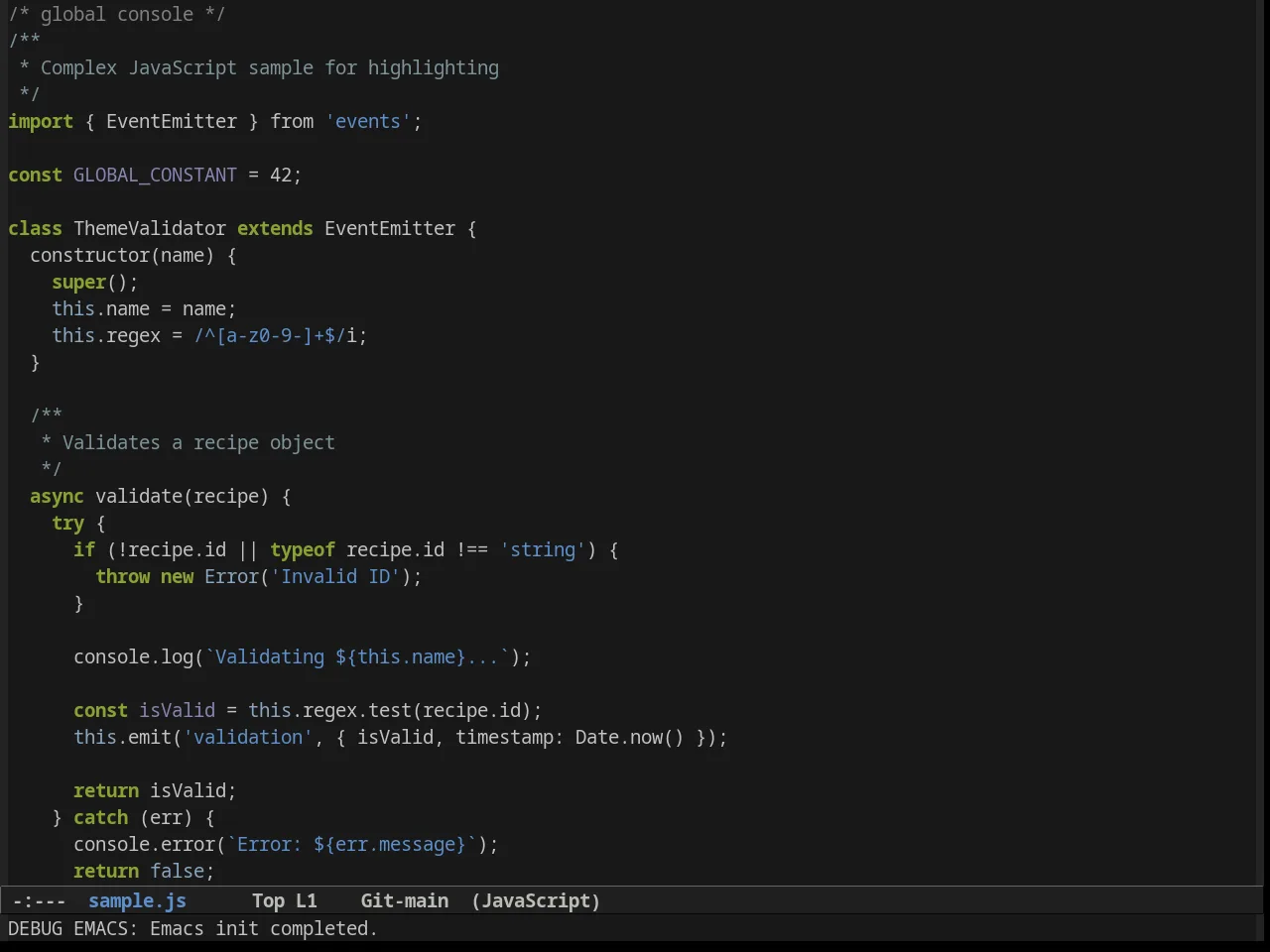 Soft Charcoal Theme in javascript-mode