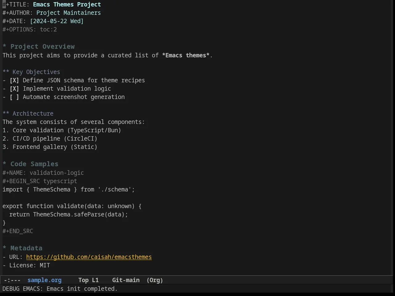 Soft Charcoal Theme in org-mode