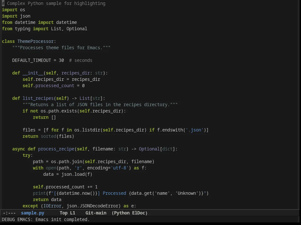 Soft Charcoal Theme in python-mode