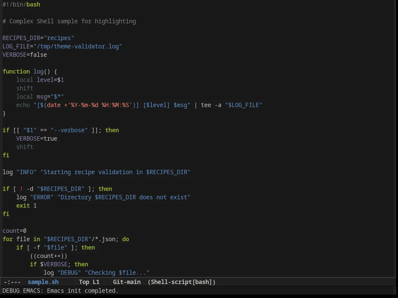 Soft Charcoal Theme in sh-mode
