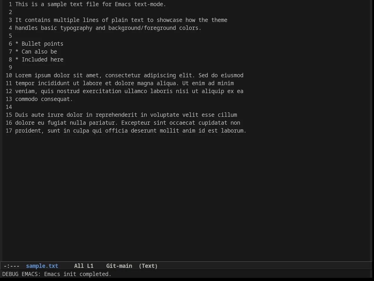 Soft Charcoal Theme in text-mode