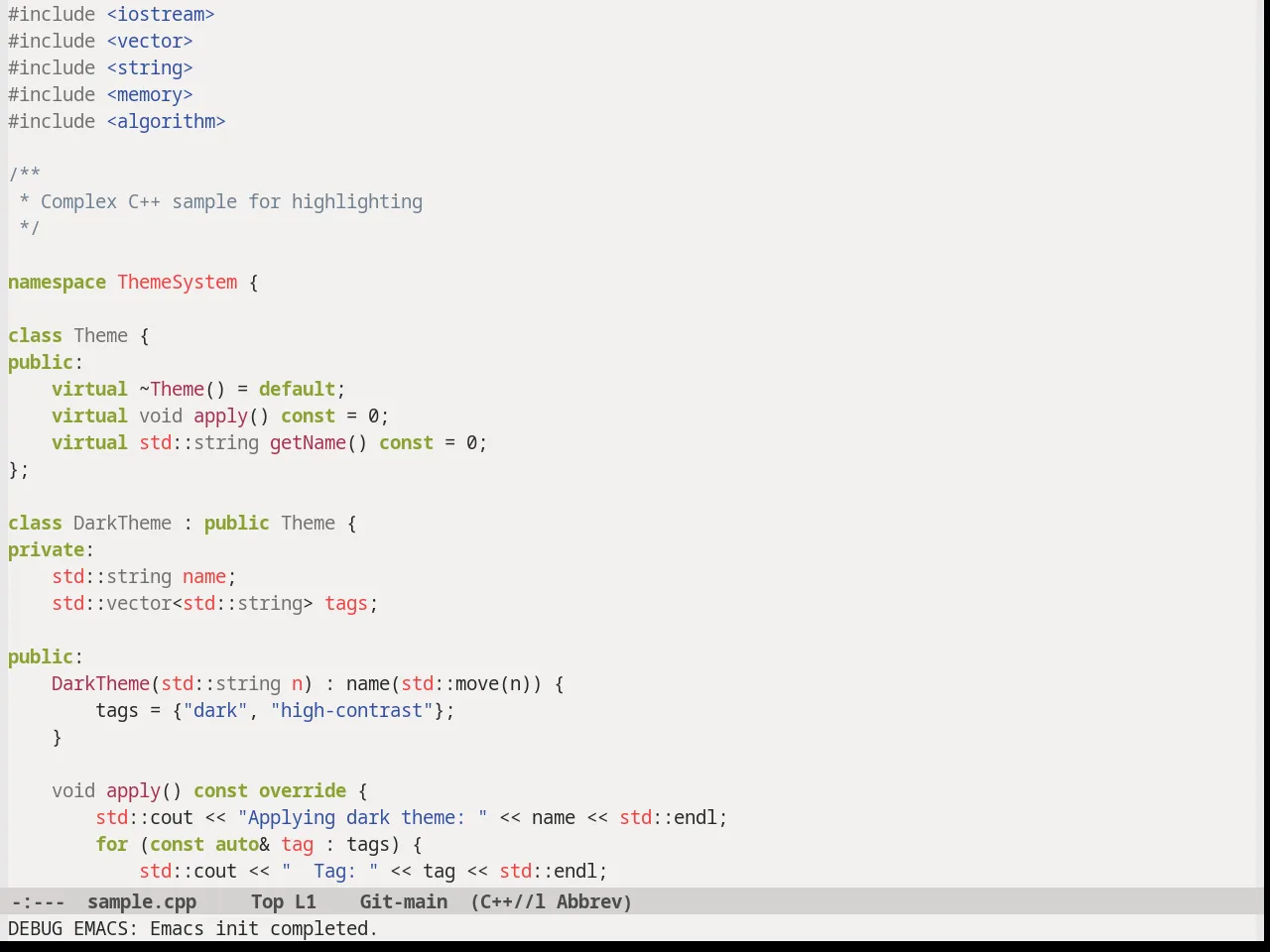 Soft Morning Theme in c++-mode